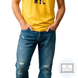 Aeropostale Mens Jean Driggs Slim Bootcut Distressed Denim Button Fly Size 28/28